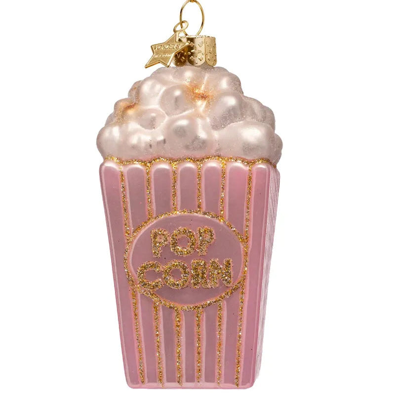 Pink & Gold Popcorn Glass Ornament
