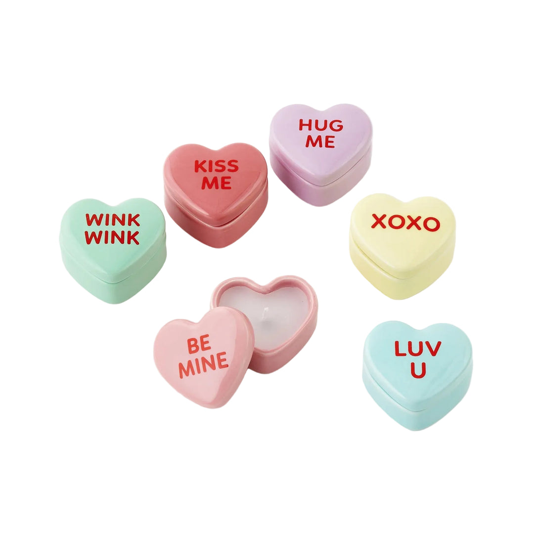 CONVERSATION HEART BOX CANDLE One Hundred 80 Degrees Valentine's Day Decor CONVERSATION HEART BOX CANDLE Bonjour Fete - Party Supplies