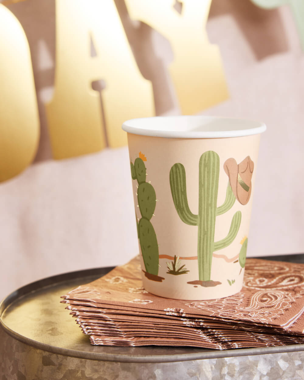 Wild Wild West Gold Foil Cowboy Cups