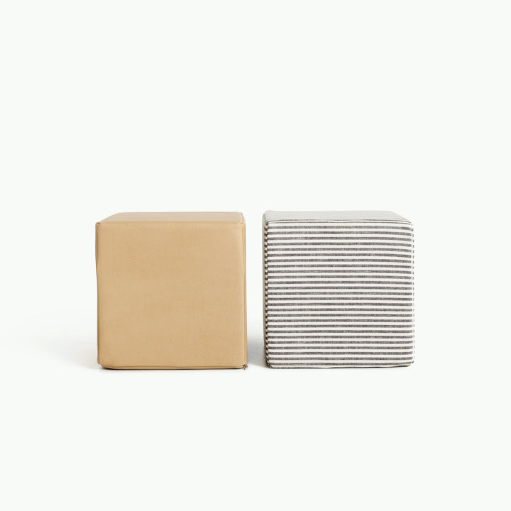Gathre foam play cubes in camel vegan leather for active toddler play.