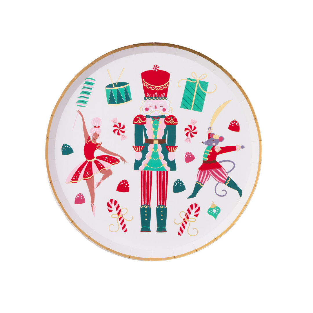 WHIMSICAL NUTCRACKER DESSERT PLATES Bonjour Fete Plates WHIMSICAL NUTCRACKER DESSERT PLATES Bonjour Fete - Party Supplies