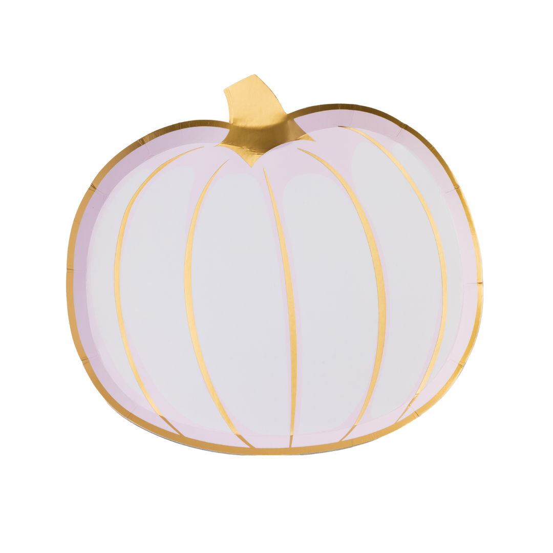 WHITE & GOLD PUMPKIN SMALL PLATES Bonjour Fete Plates White & Gold Pumpkin Plates - Elegant Fall Table Setting Bonjour Fete - Party Supplies