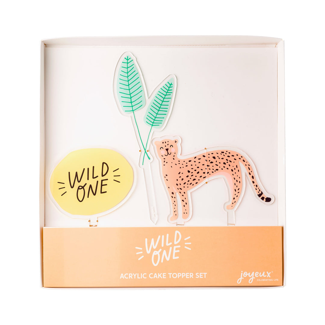 Wild One acrylic cake topper set by Joyeux Company for a first birthday cake