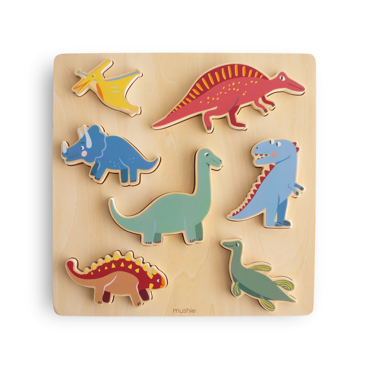 Mushie wooden dino puzzle in FSC-certified wood