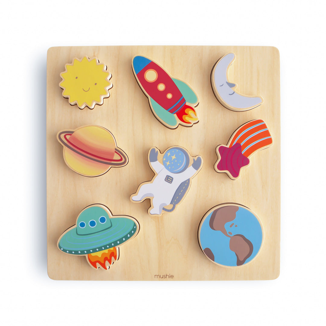 Mushie wooden space puzzle in FSC-certified wood