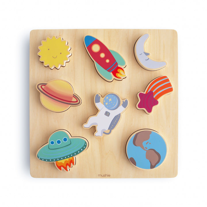 Mushie wooden space puzzle in FSC-certified wood