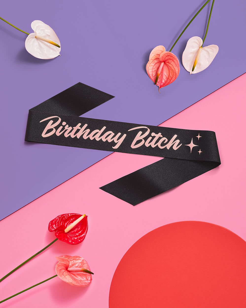 Birthday sash in black glitter finished with rose gold foil