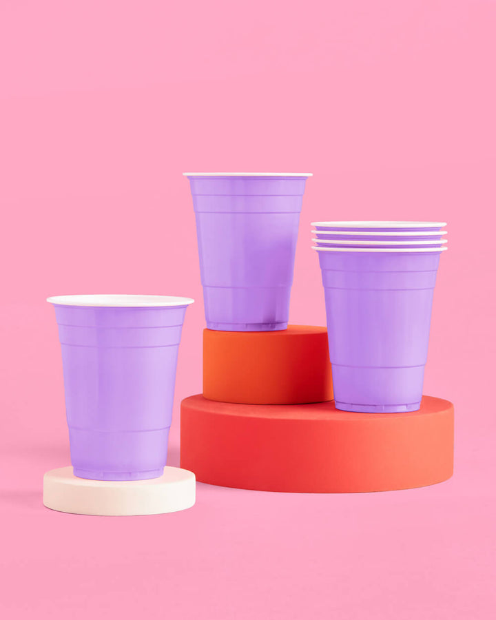 Lavender Matte Plastic Party Cups, Set of 50