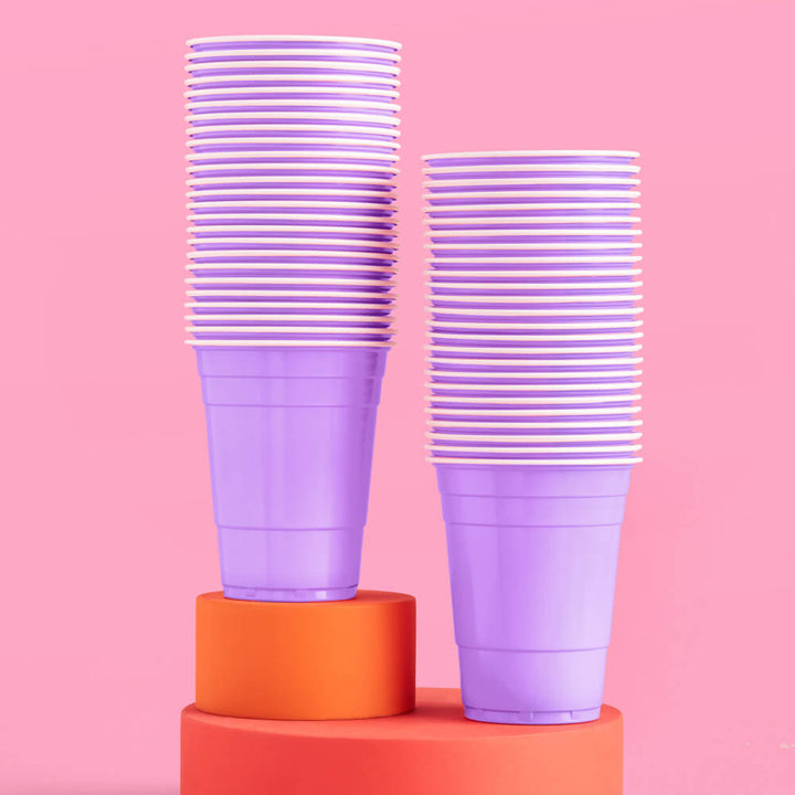 Lavender Matte Plastic Party Cups, Set of 50