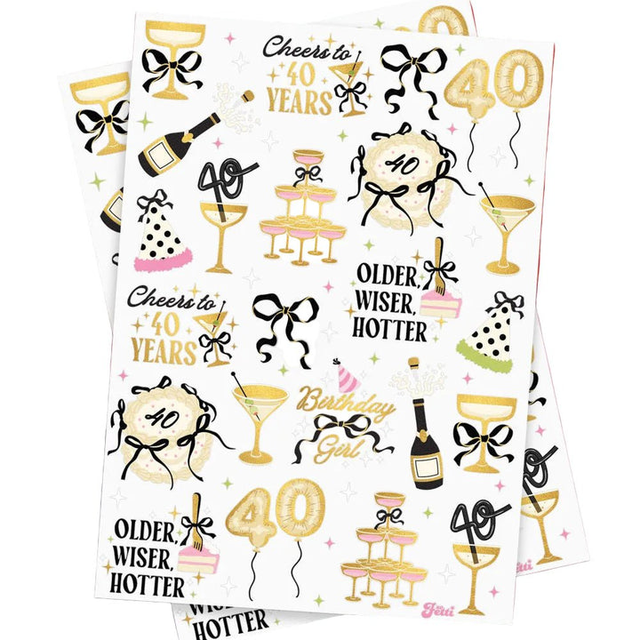 40th Bday Tats - 46 temporary tattoos xo, Fetti Temporary Tattoos 40th Bday Tats - 46 temporary tattoos Bonjour Fete - Party Supplies