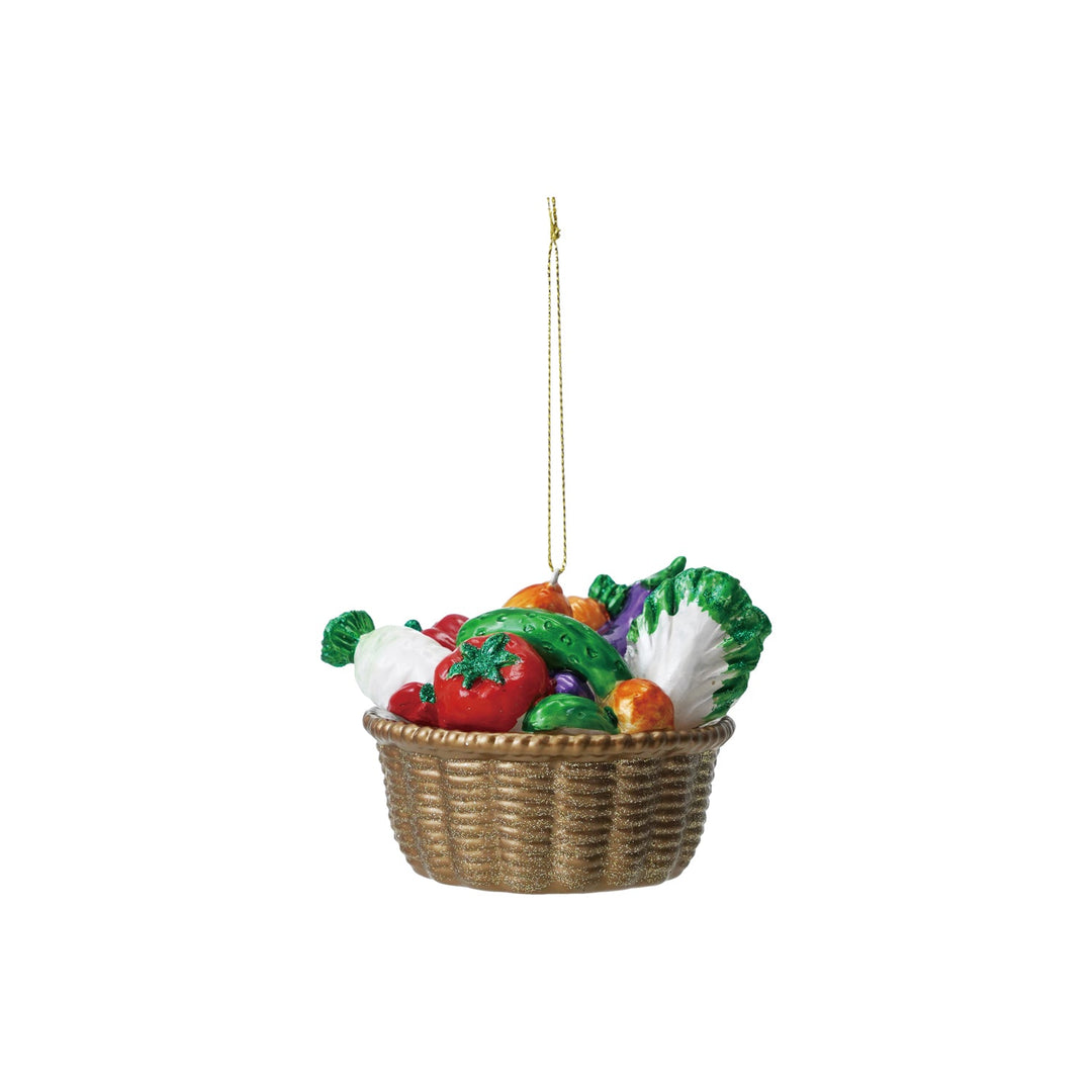 BASKET OF VEGETABLES ORNAMENT Creative Co-op BASKET OF VEGETABLES ORNAMENT Bonjour Fete - Party Supplies