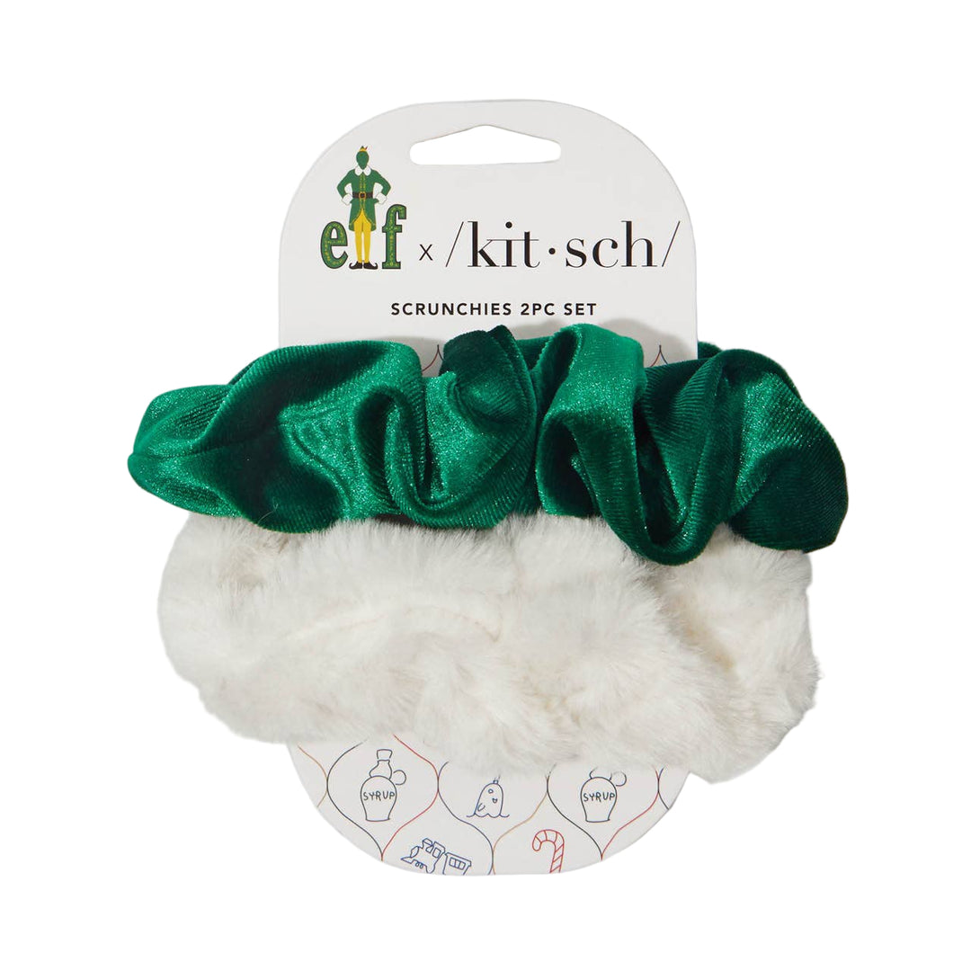 Elf x kitsch Scrunchies 2pc - White & Green KITSCH Elf x kitsch Scrunchies 2pc - White & Green Bonjour Fete - Party Supplies