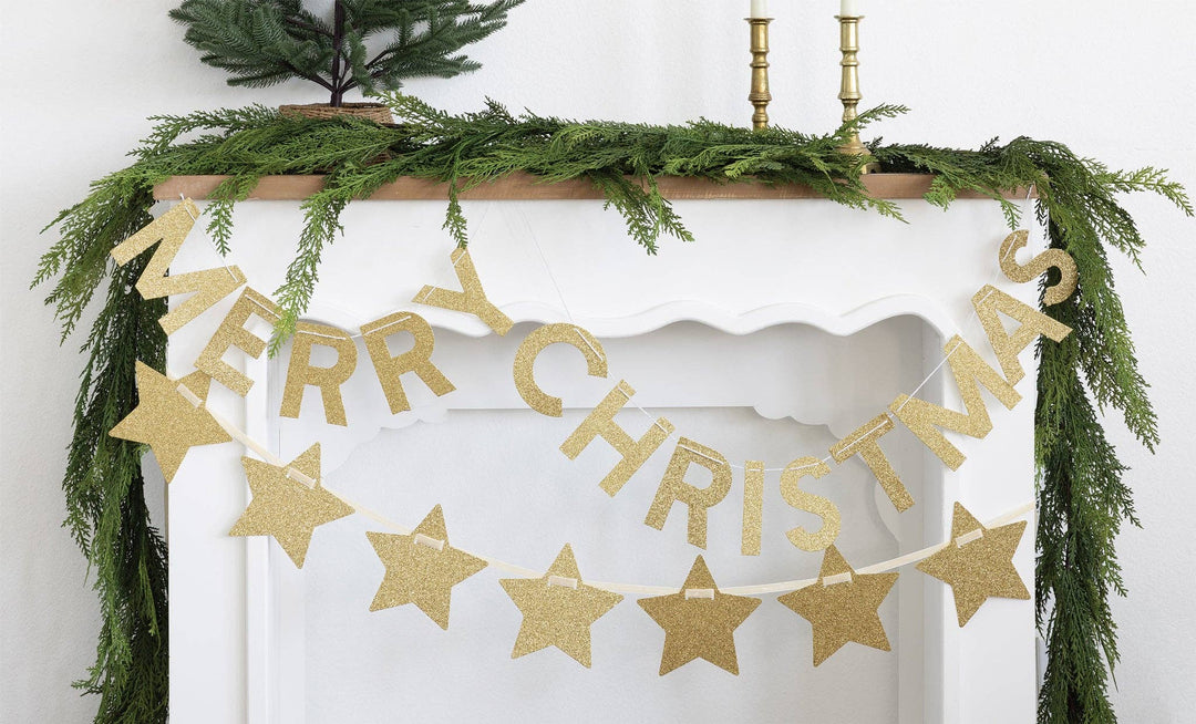 PLHB355 - Chunky Gold Glitter Merry Christmas Banner My Mind’s Eye PLHB355 - Chunky Gold Glitter Merry Christmas Banner Bonjour Fete - Party Supplies