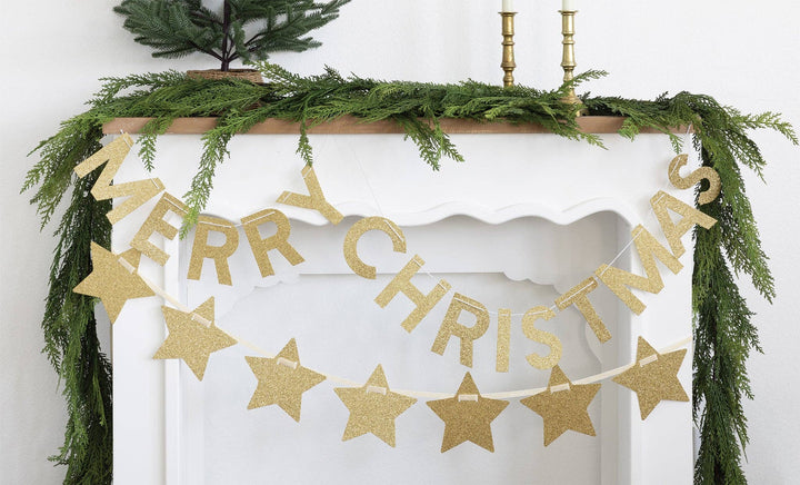 PLHB355 - Chunky Gold Glitter Merry Christmas Banner My Mind’s Eye PLHB355 - Chunky Gold Glitter Merry Christmas Banner Bonjour Fete - Party Supplies