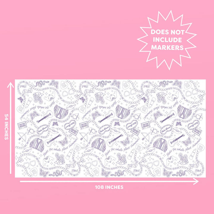 Taylor Swift Eras Coloring Tablecloth - Swiftie 9' x 4.5' xo, Fetti Taylor Swift Eras Coloring Tablecloth - Swiftie 9' x 4.5' Bonjour Fete - Party Supplies