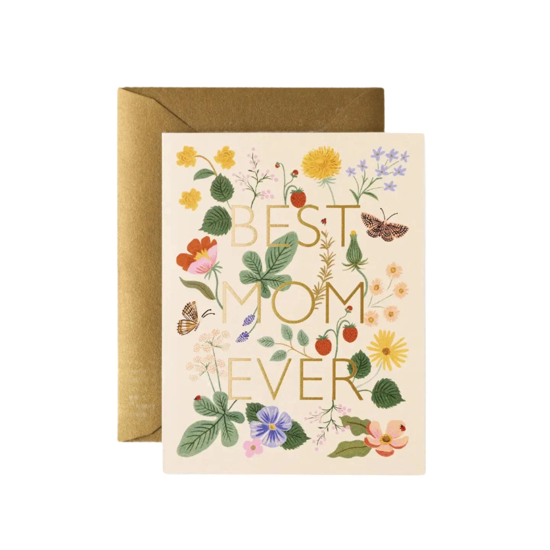 BEST MOM EVER FLORAL GREETING CARD Rifle Paper Co. Greeting Cards BEST MOM EVER FLORAL GREETING CARD Bonjour Fete - Party Supplies
