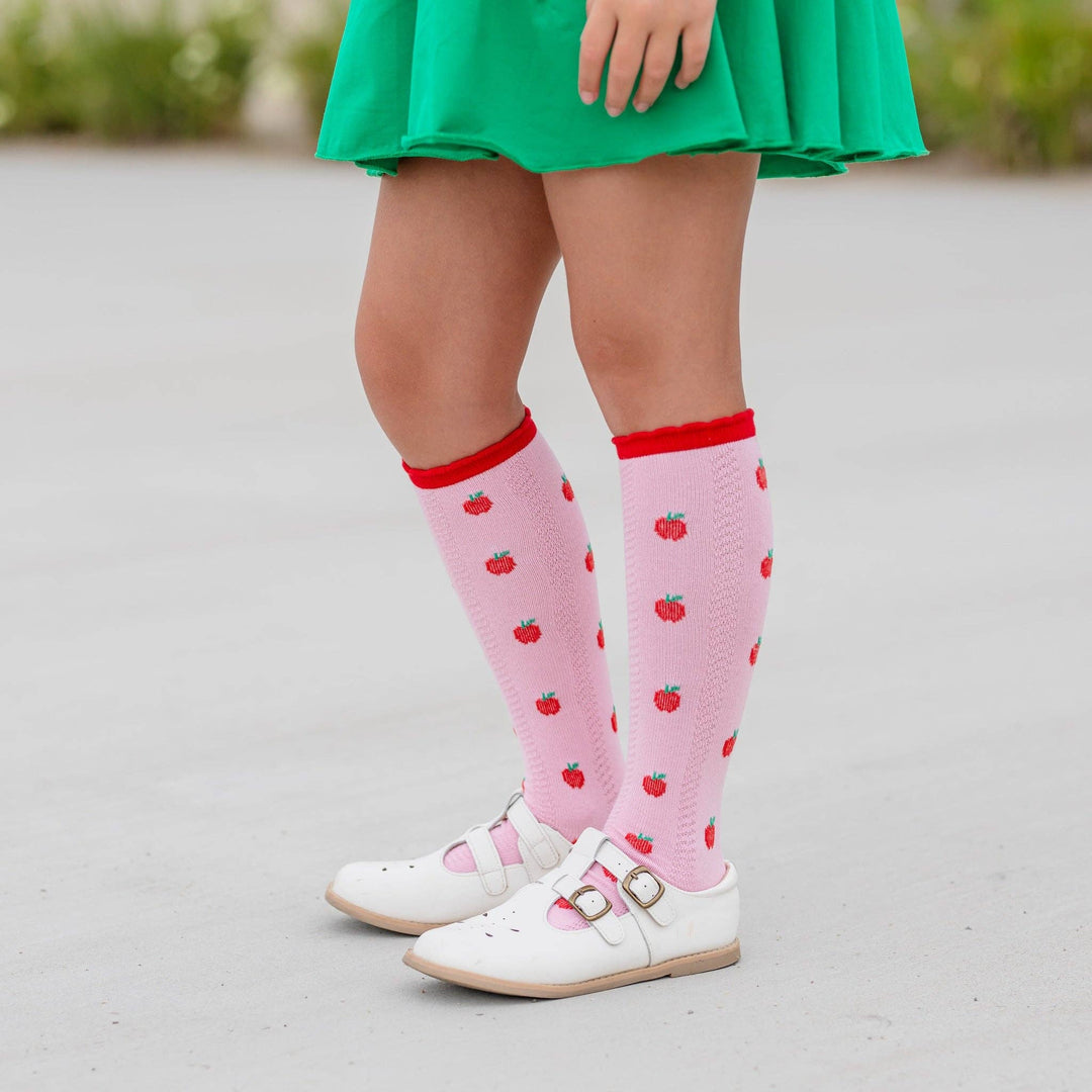 Apple Scalloped Knee Socks: 7-10 YEARS Little Stocking Co. Apple Scalloped Knee Socks: 7-10 YEARS Bonjour Fete - Party Supplies