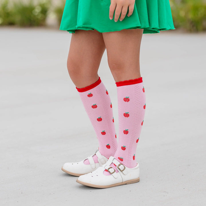 Apple Scalloped Knee Socks: 7-10 YEARS Little Stocking Co. Apple Scalloped Knee Socks: 7-10 YEARS Bonjour Fete - Party Supplies