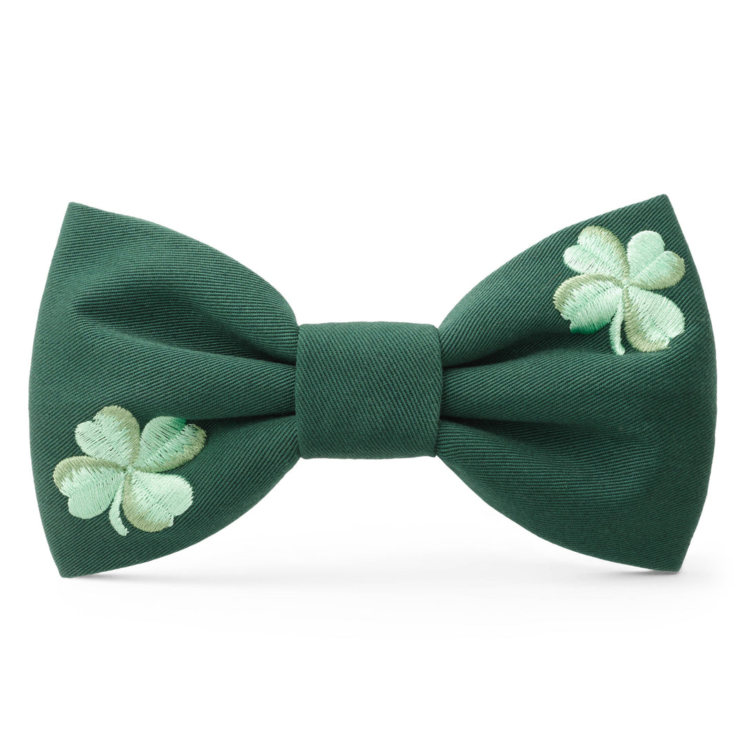 Clover Embroidered Dog Bow Tie: Small The Foggy Dog Clover Embroidered Dog Bow Tie: Small Bonjour Fete - Party Supplies