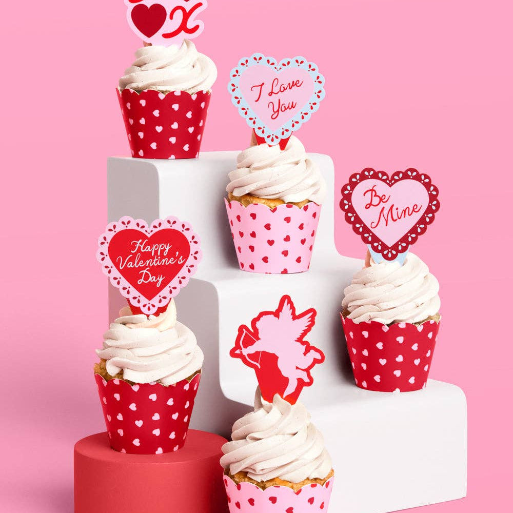 Heaven Sent Toppers - 24 wrappers + toppers xo, Fetti Heaven Sent Toppers - 24 wrappers + toppers Bonjour Fete - Party Supplies