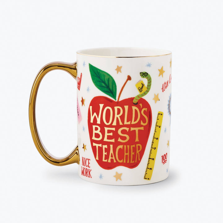 World's Best Teacher Porcelain Mug Rifle Paper Co. Bonjour Fete - Party Supplies