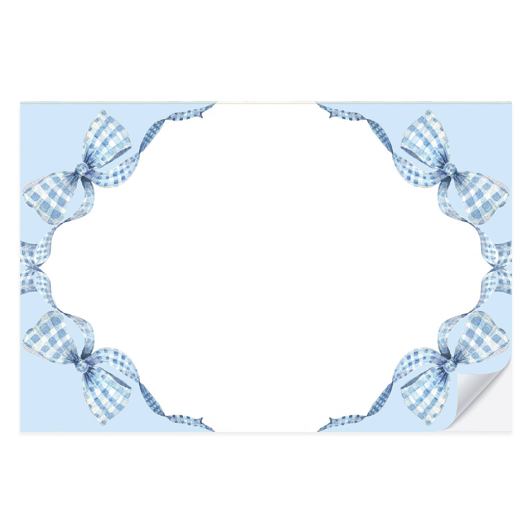 BLUE GINGHAM BOW PLACEMENT PADS Cami Monet Placemats BLUE GINGHAM BOW PLACEMENT PADS Bonjour Fete - Party Supplies
