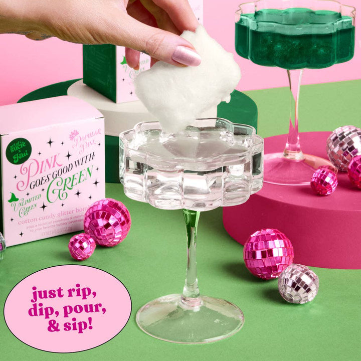 Pink + Green Glitter Bombs - 4 cotton candy glitter bombs xo, Fetti Pink + Green Glitter Bombs - 4 cotton candy glitter bombs Bonjour Fete - Party Supplies