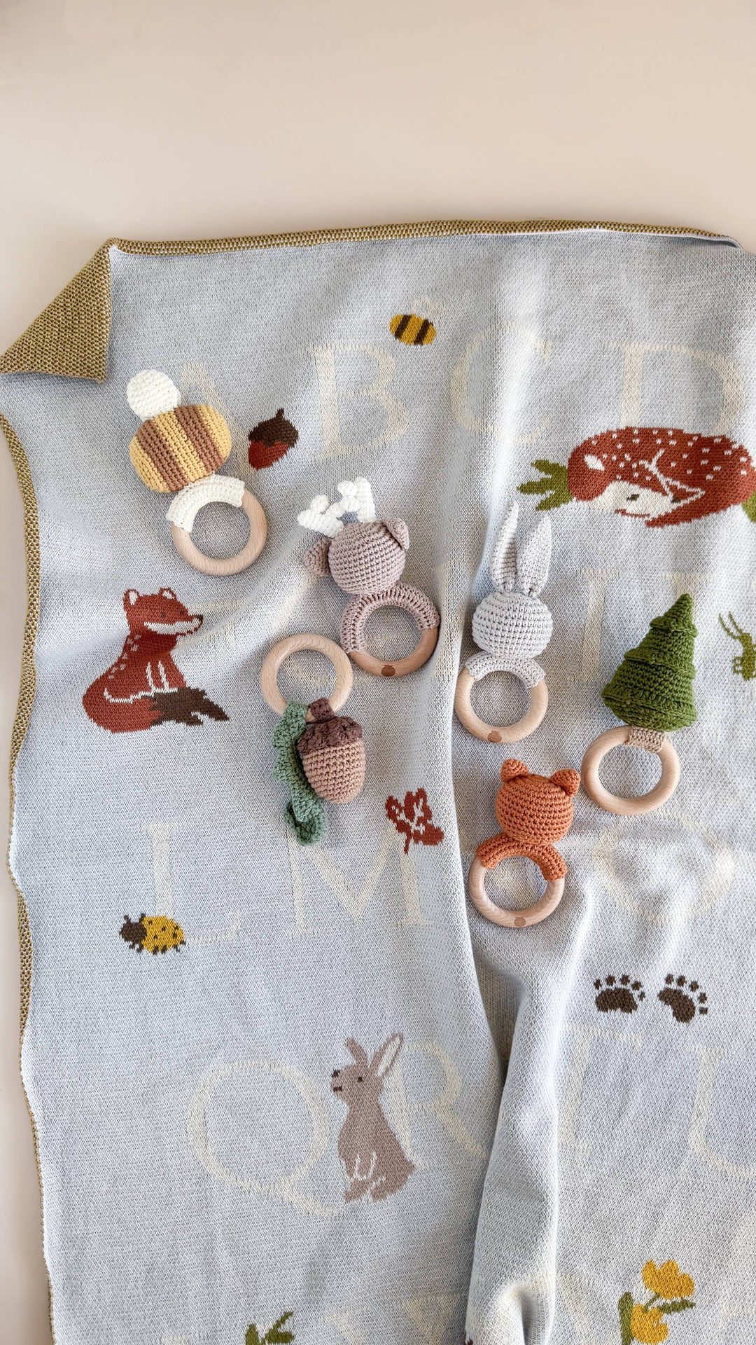 Teether Tree Cotton Crochet Rattle Fall Christmas Forest: Immediate The Blueberry Hill Teether Tree Cotton Crochet Rattle Fall Christmas Forest: Immediate Bonjour Fete - Party Supplies