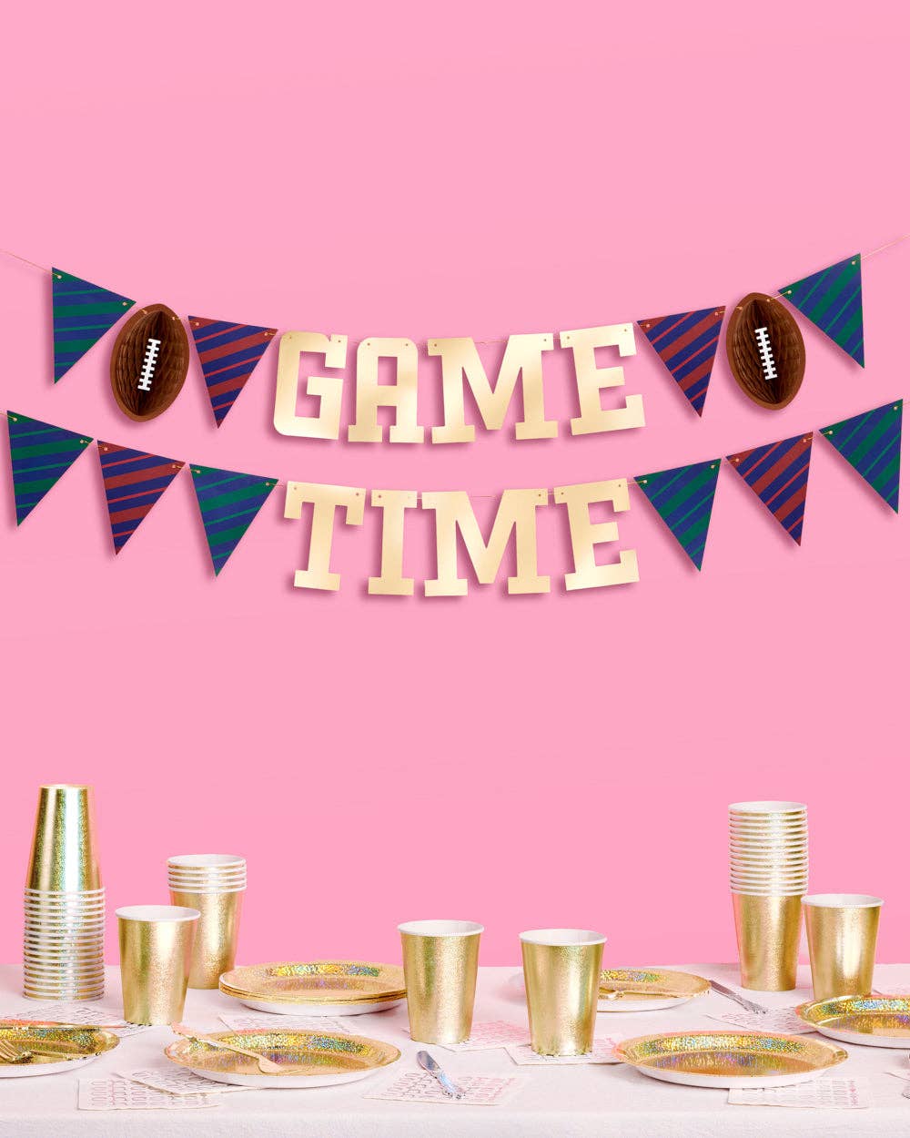 Game Time Banner - gold foil banner, football, game day xo, Fetti Game Time Banner - gold foil banner, football, game day Bonjour Fete - Party Supplies