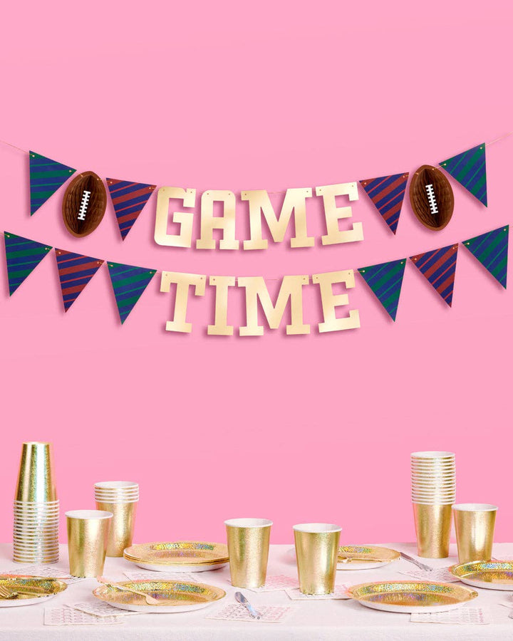 Game Time Banner - gold foil banner, football, game day xo, Fetti Game Time Banner - gold foil banner, football, game day Bonjour Fete - Party Supplies