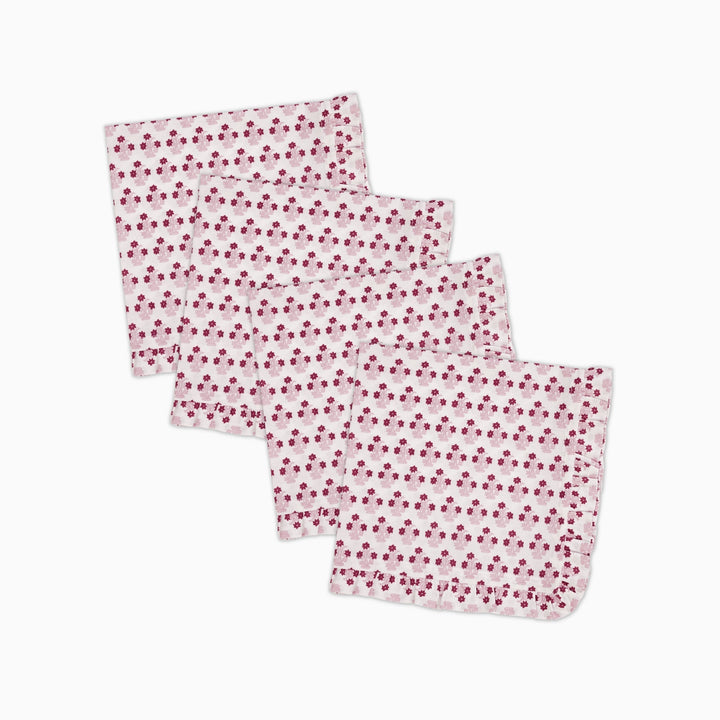 Abigail Pink Ruffled Dinner Napkin - Set of 4