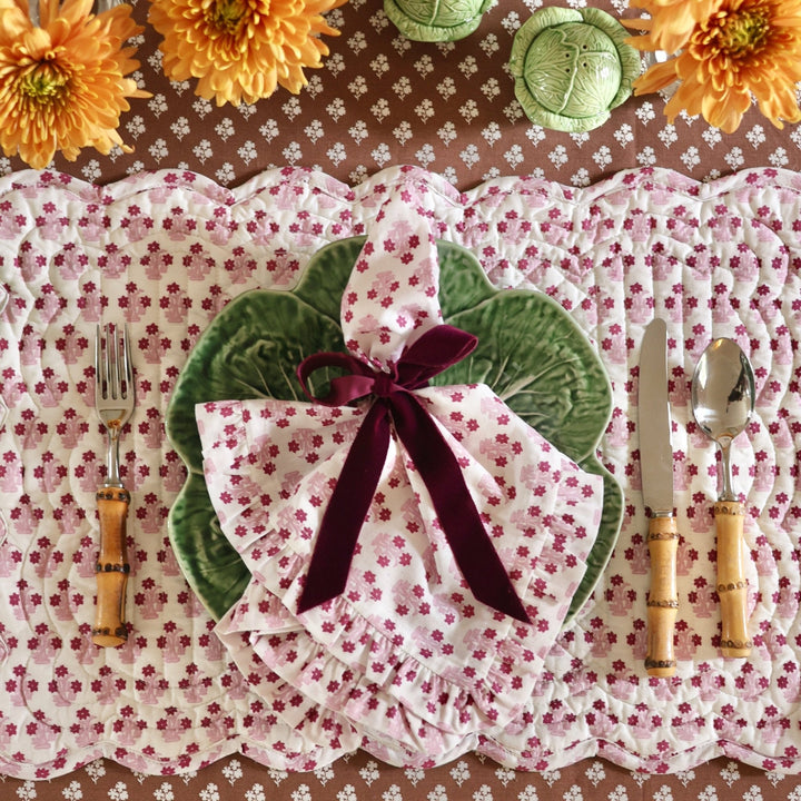 Abigail Pink Ruffled Dinner Napkin - Set of 4