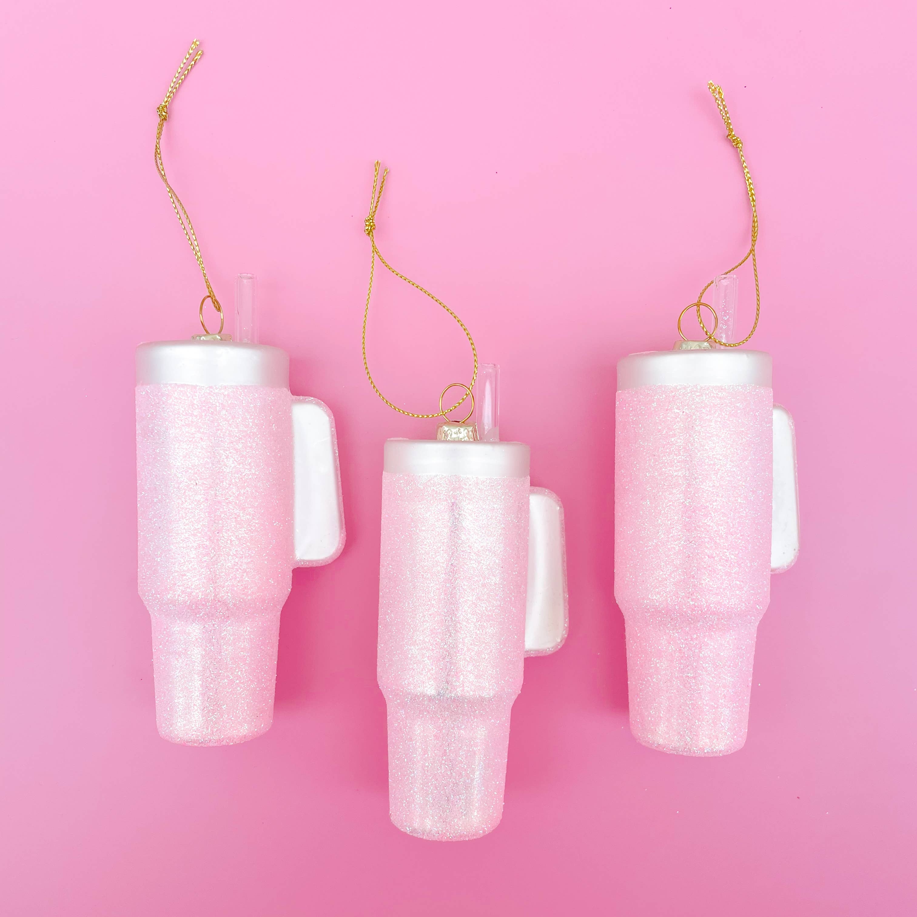 Pink Glitter Tumbler Christmas Ornament - Thumbnail 2