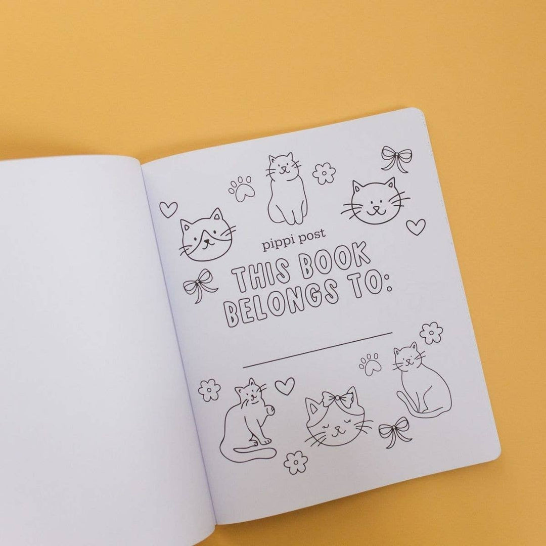 This book belongs to page with cats and bows to personalize the Cat Lover coloring book