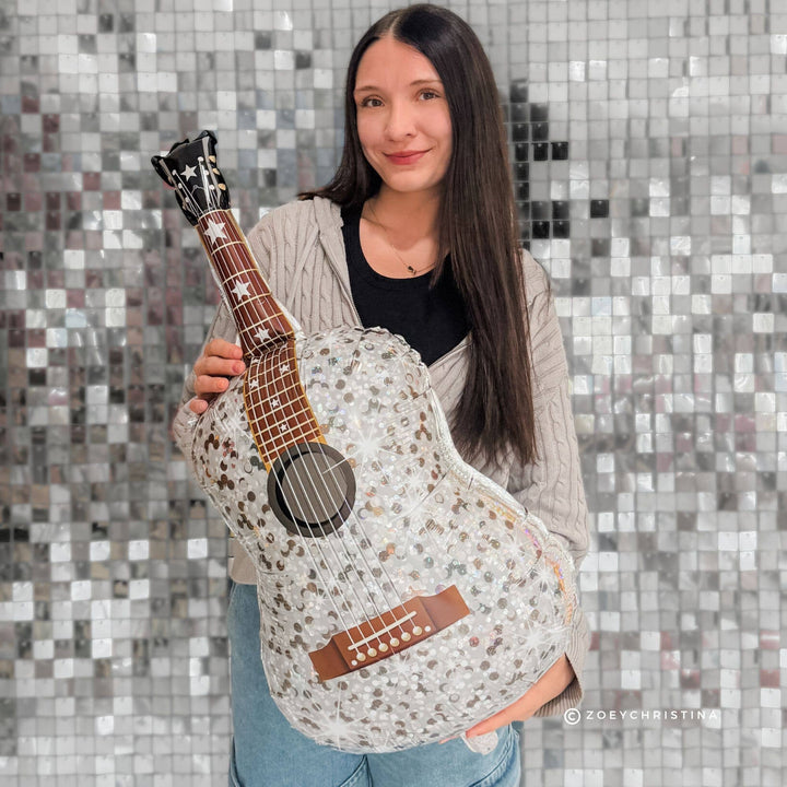 SILVER GUITAR FOIL BALLOON Zoey Christina SILVER GUITAR FOIL BALLOON Bonjour Fete - Party Supplies