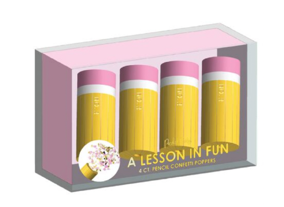 PENCIL CONFETTI POPPERS Packed Party PENCIL CONFETTI POPPERS Bonjour Fete - Party Supplies