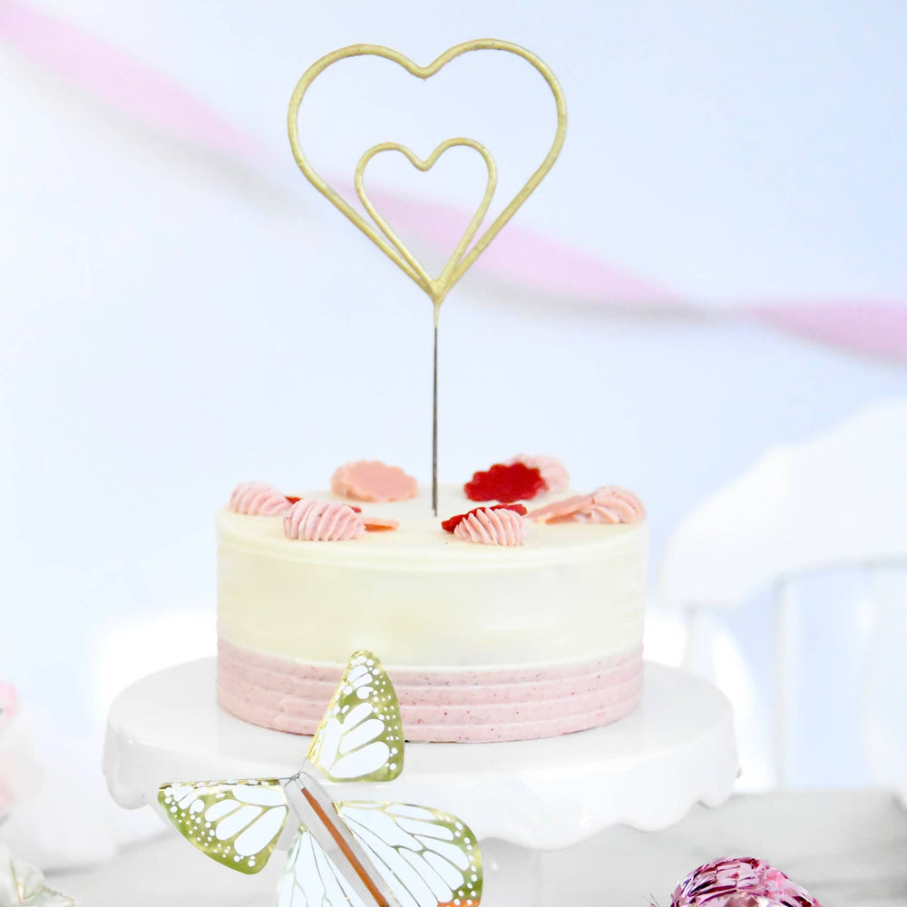 GRANDE GOLD DOUBLE HEART SPARKLER TOPS Malibu GRANDE GOLD DOUBLE HEART SPARKLER Bonjour Fete - Party Supplies