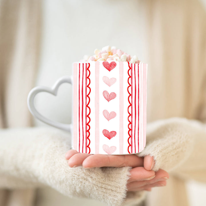Heart Handle Mug – Valentine’s Day Gift w/ Red & Pink Hearts JOSIL Paperie & Gift Heart Handle Mug – Valentine’s Day Gift w/ Red & Pink Hearts Bonjour Fete - Party Supplies