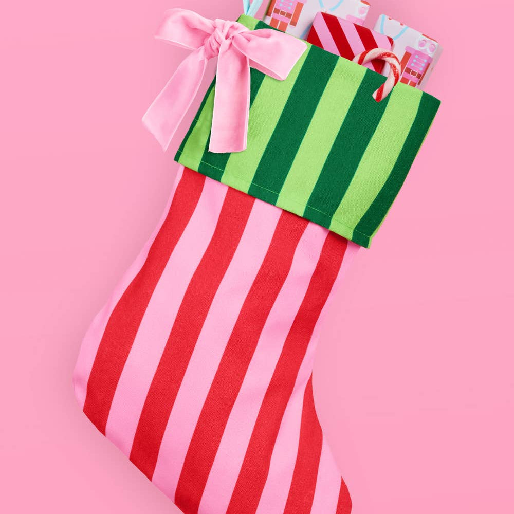 Striped Stocking Set - 2 pieces Xmas Christmas Holiday Tree xo, Fetti Striped Stocking Set - 2 pieces Xmas Christmas Holiday Tree Bonjour Fete - Party Supplies