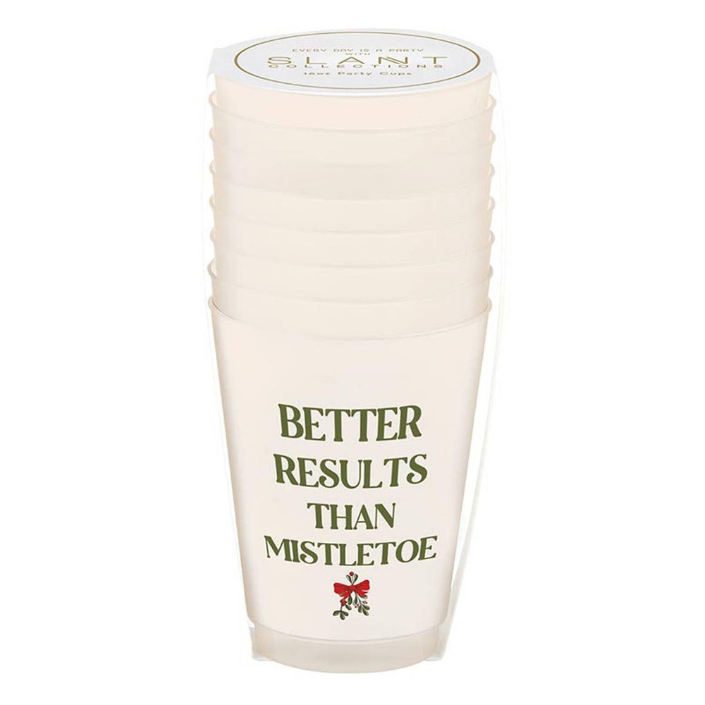 BETTER RESULTS THAN MISTLETOE FROSTED PARTY CUPS Slant Collections by Creative Brands Cups BETTER RESULTS THAN MISTLETOE FROSTED PARTY CUPS Bonjour Fete - Party Supplies