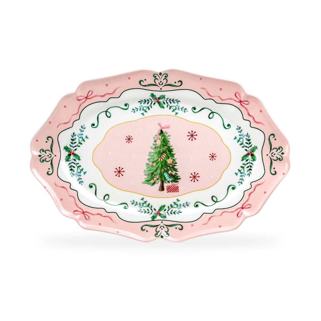 Christmas Tree Pink 14.5" Serving Platter Grace Teaware Christmas Tree Pink 14.5" Serving Platter Bonjour Fete - Party Supplies