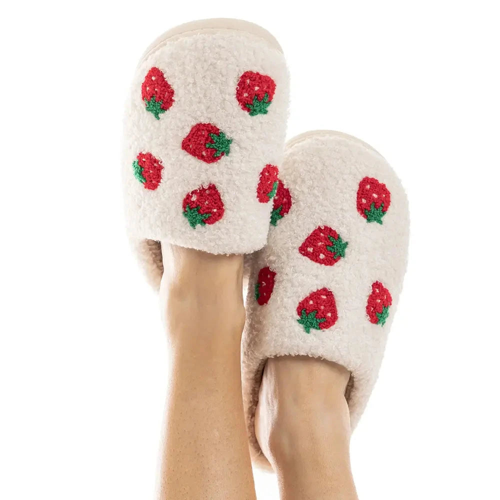 STRAWBERRY FUZZY SLIPPERS Katydid Adult Jewelry & Accessories STRAWBERRY FUZZY SLIPPERS Bonjour Fete - Party Supplies