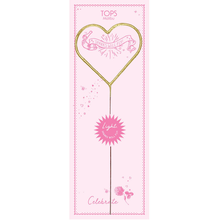 GRANDE GOLD HEART SPARKLER WAND TOPS Malibu Birthday Candles & Sparklers GRANDE GOLD HEART SPARKLER WAND Bonjour Fete - Party Supplies