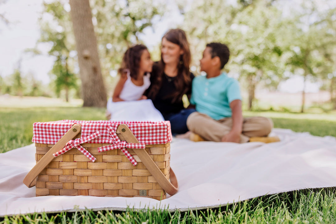 Farmhouse Basket - Red and White Gingham Basket Empty - Bonjour Fête 