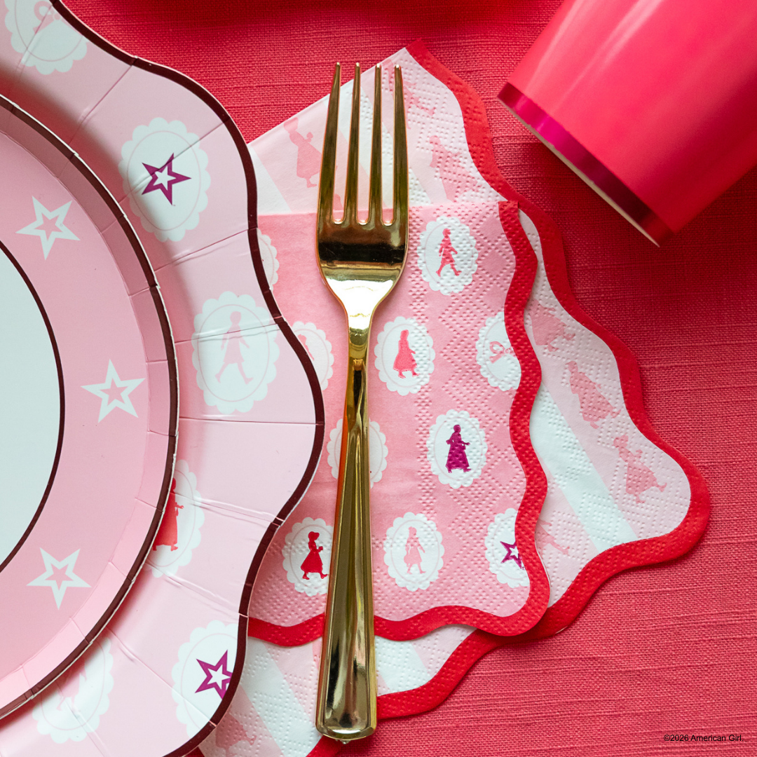 AMERICAN GIRL®  X BONJOUR FETE PINK STRIPE LARGE NAPKINS Bonjour Fete Napkins AMERICAN GIRL®  X BONJOUR FETE PINK STRIPE LARGE NAPKINS Bonjour Fete - Party Supplies