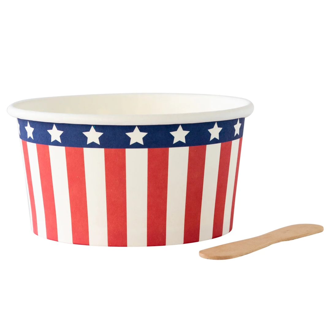 AMERICAN FLAG ICE CREAM BOWLS My Mind’s Eye 4th of July Bonjour Fete - Party Supplies