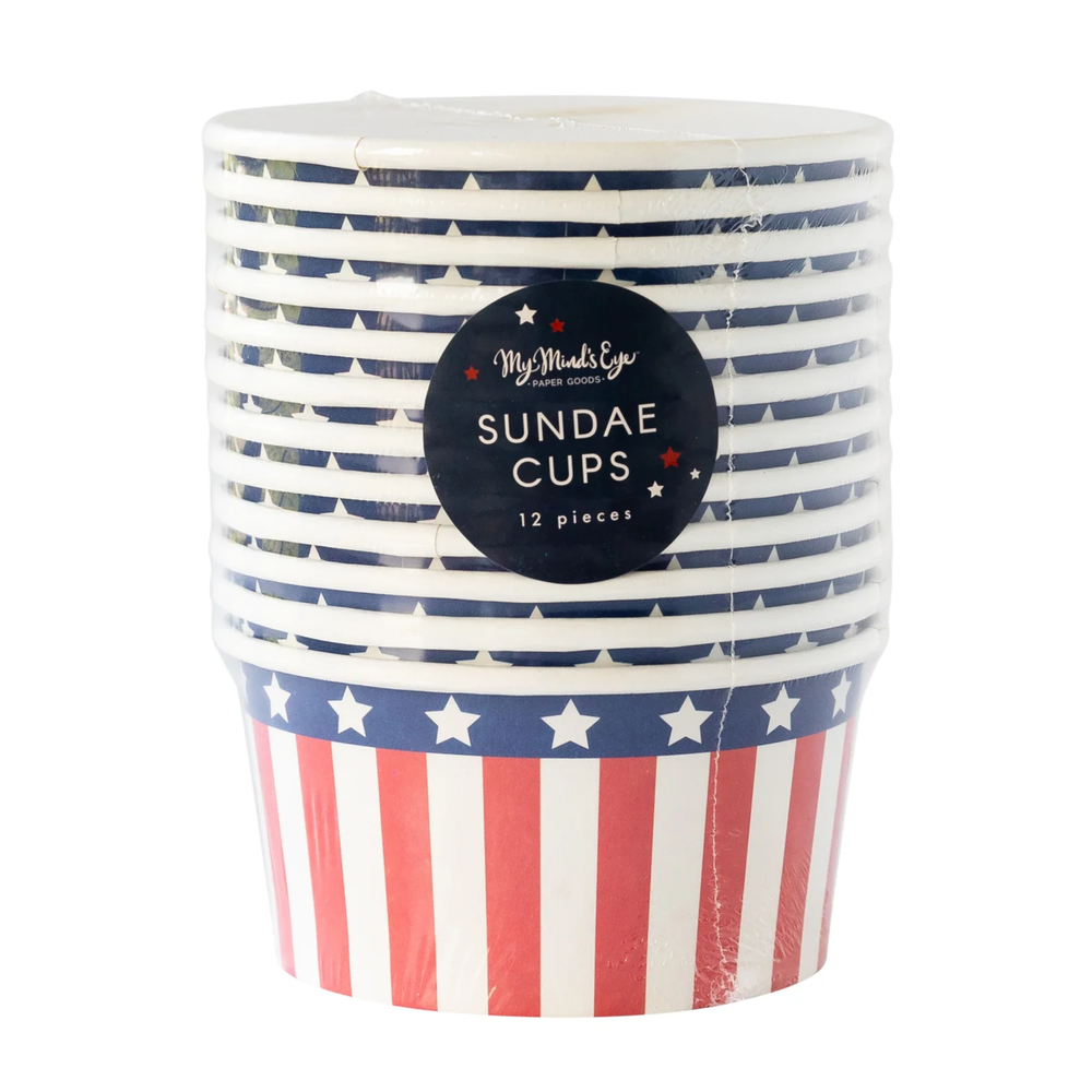 AMERICAN FLAG ICE CREAM BOWLS My Mind’s Eye 4th of July Bonjour Fete - Party Supplies