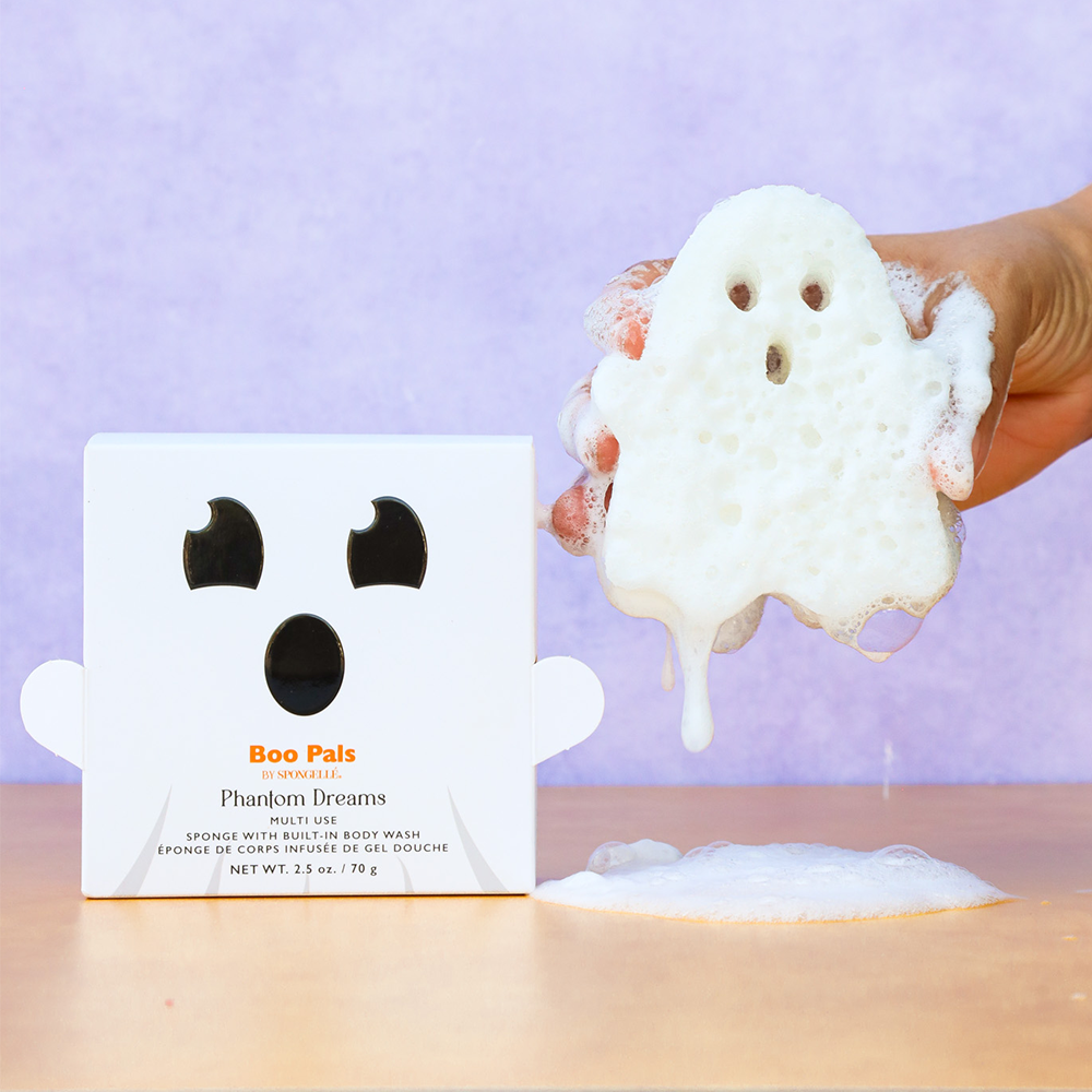 GHOST SHOWER BUFFER SPONGE Spongellé Halloween Party Favors & Boo Baskets Bonjour Fete - Party Supplies