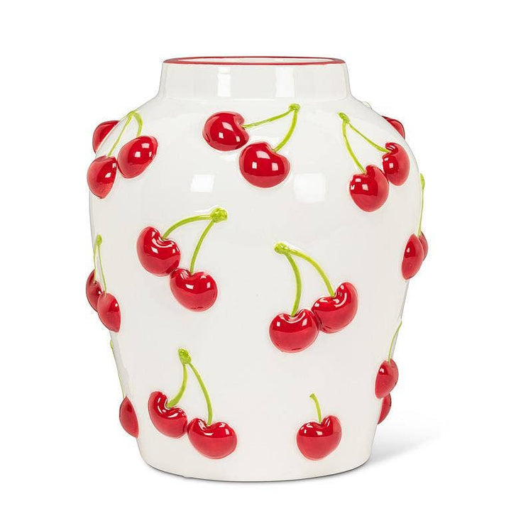 Large Vase with Cherries-8"H Abbott Large Vase with Cherries-8"H Bonjour Fete - Party Supplies