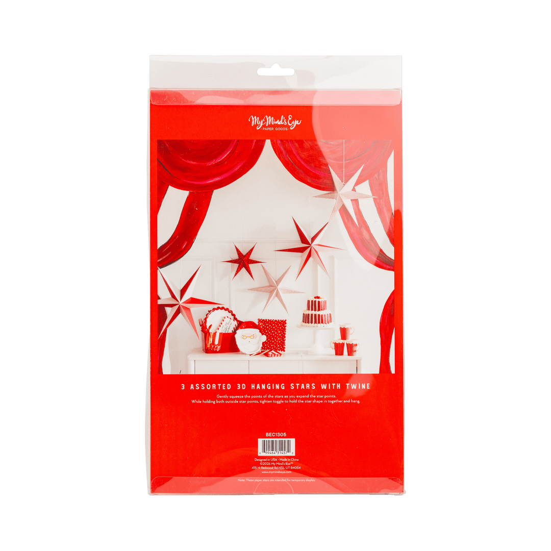 Red Cream 3D Hanging Stars